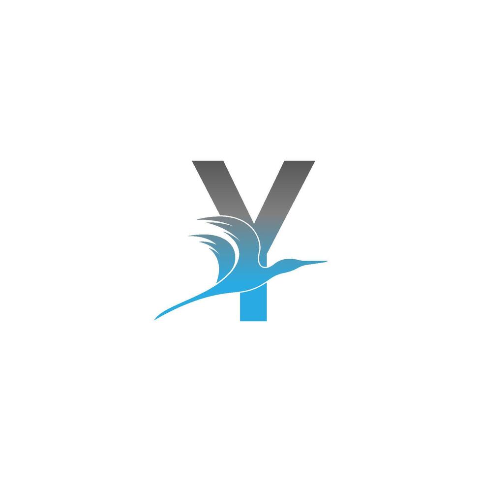 bokstaven y logotyp med pelikan fågel ikon design vektor
