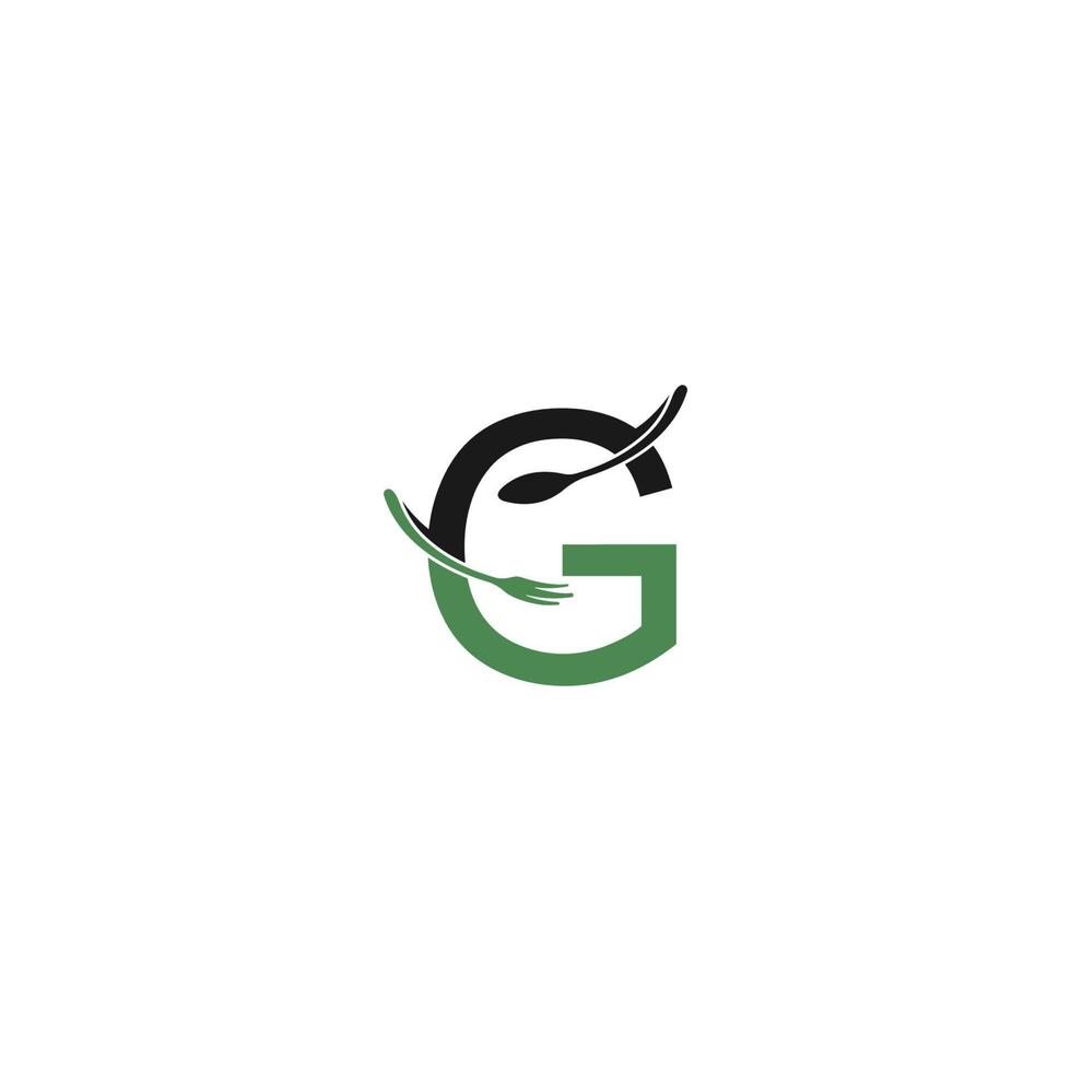 Buchstabe g mit Gabel und Löffel Logo Icon Design Vektor