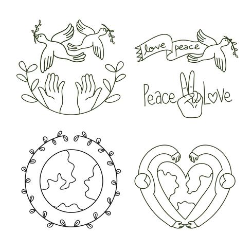 fred och kärlek logotyp designuppsättning vektor