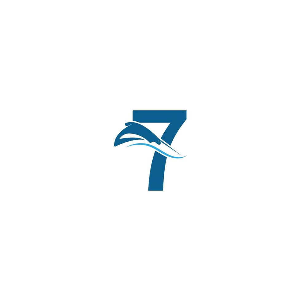 nummer 7 med stingrocka ikon logotyp mall illustration vektor