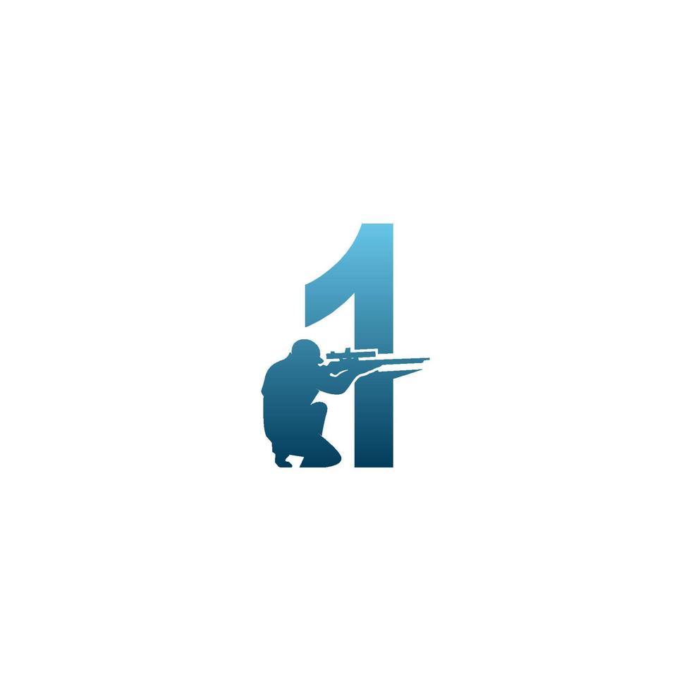 Nummer 1 mit Scharfschützen-Symbol-Logo-Design-Konzept-Vorlage vektor