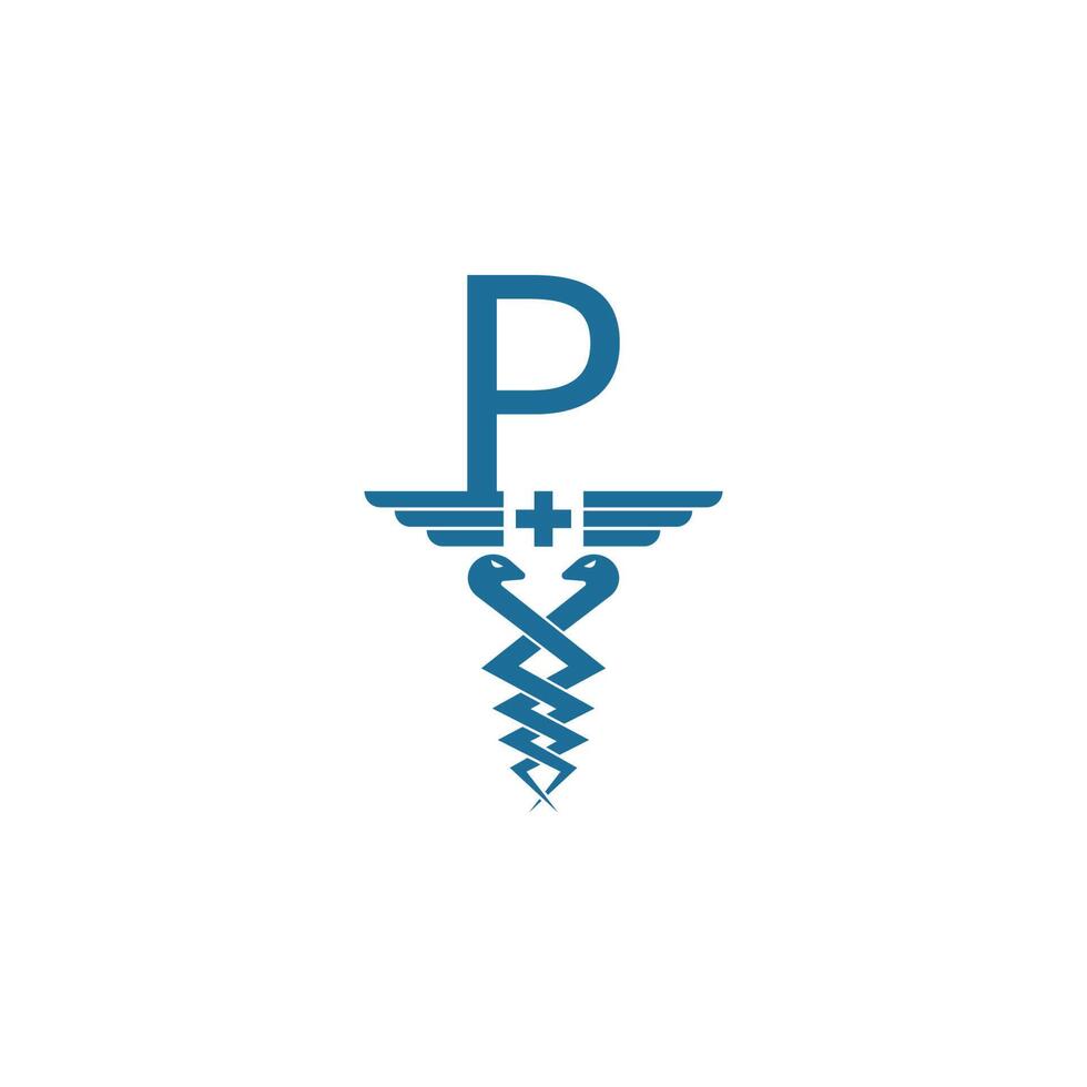 Buchstabe q mit Caduceus-Symbol-Logo-Design-Vektor vektor