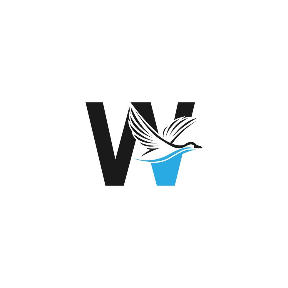 bokstaven w med anka ikon logotyp design illustration vektor