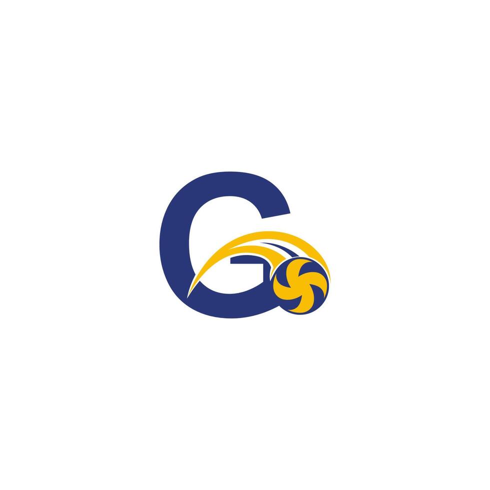 bokstaven g med smashing volleyboll ikon logotyp formgivningsmall vektor