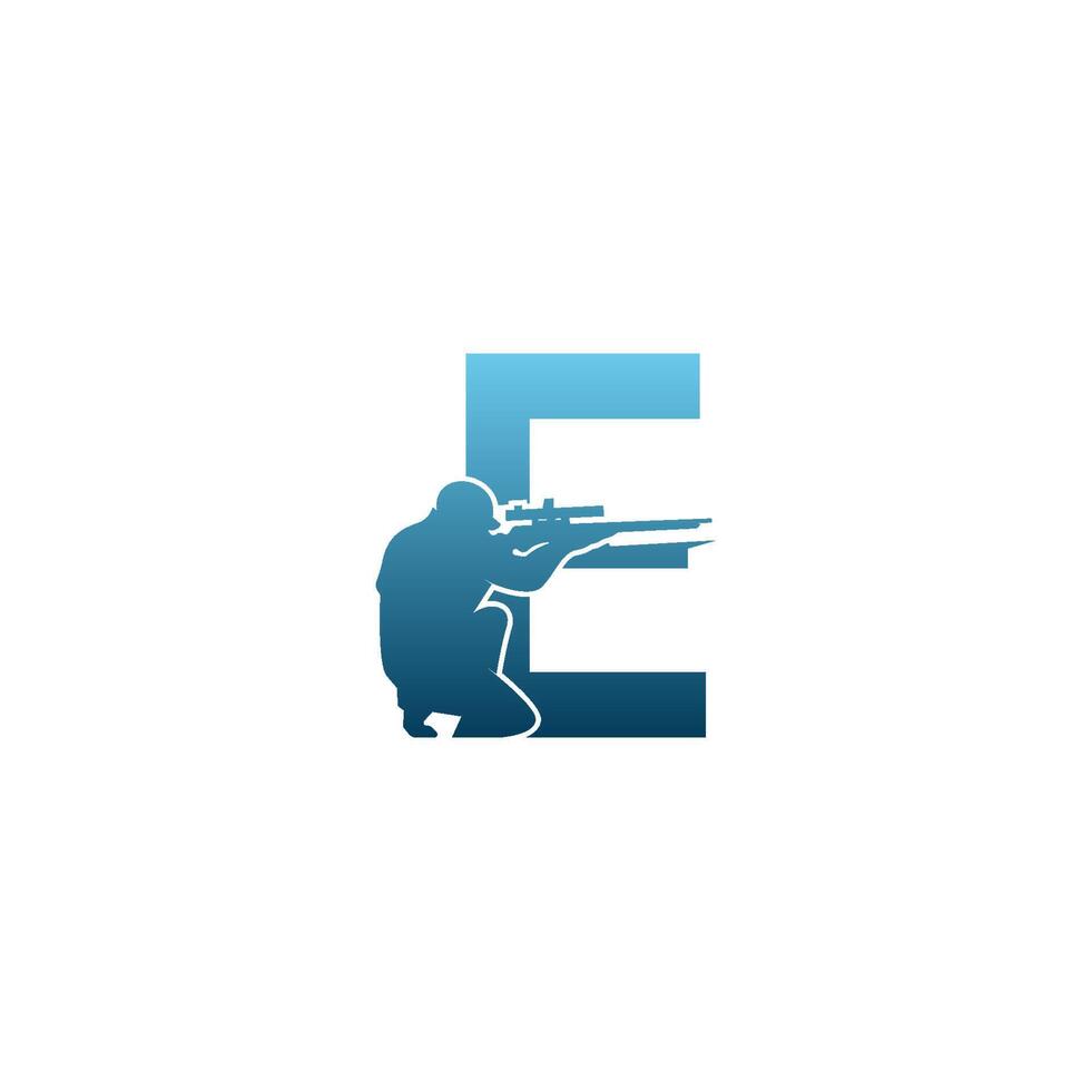 Buchstabe e mit Scharfschützen-Symbol-Logo-Design-Konzept-Vorlage vektor
