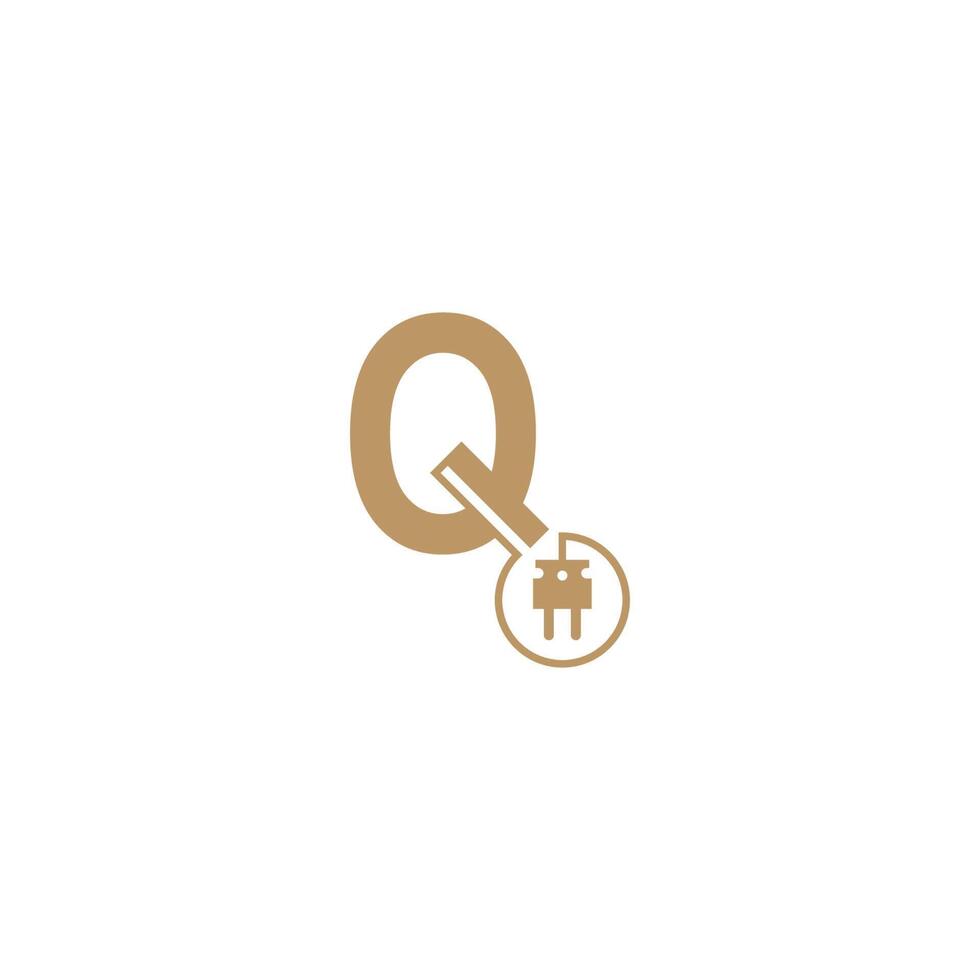 stromkabel, das die vorlage für das logo-symbol des buchstabens q bildet vektor