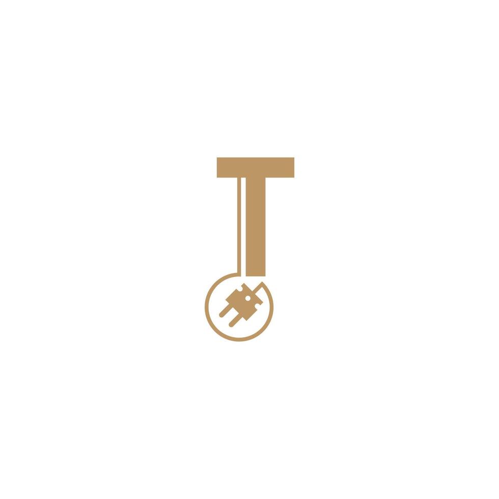 stromkabel, das buchstabe t-logo-symbol-vorlage bildet vektor