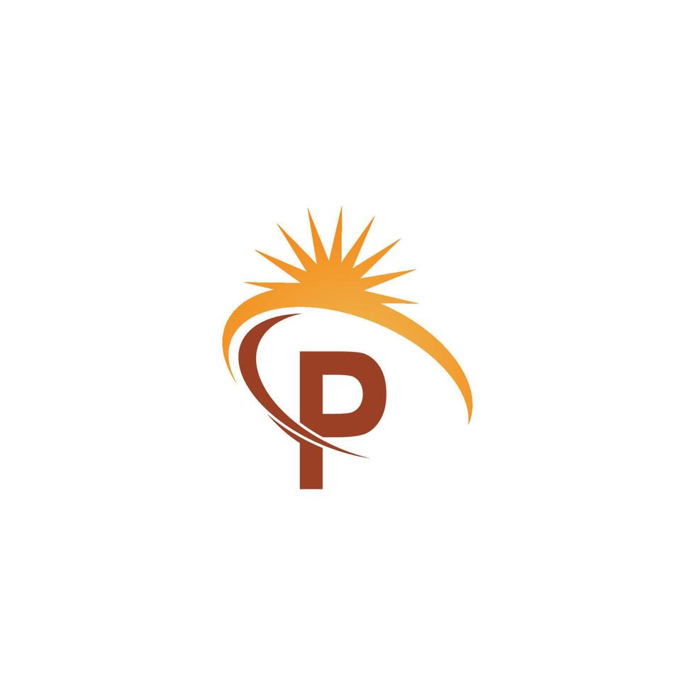 buchstabe p mit sonnenstrahl symbol logo design template illustration vektor