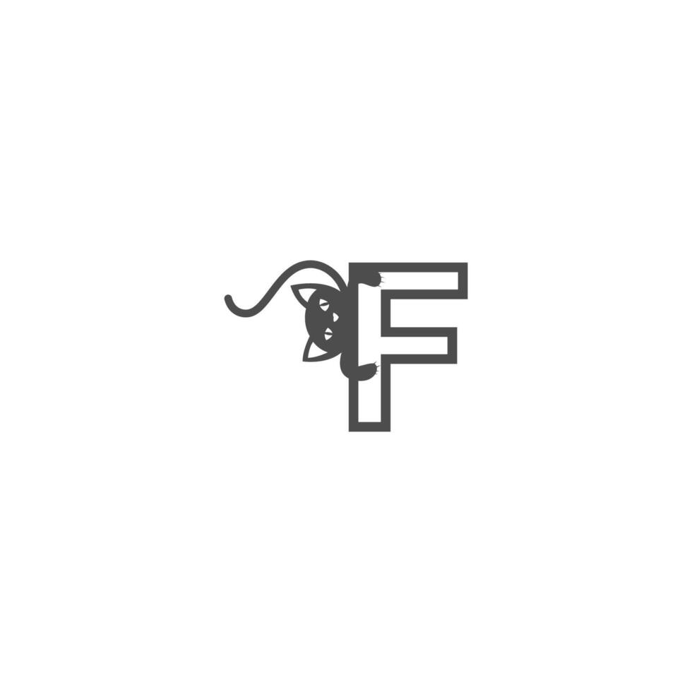 buchstabe f mit schwarzer katzensymbol-logo-designvorlage vektor