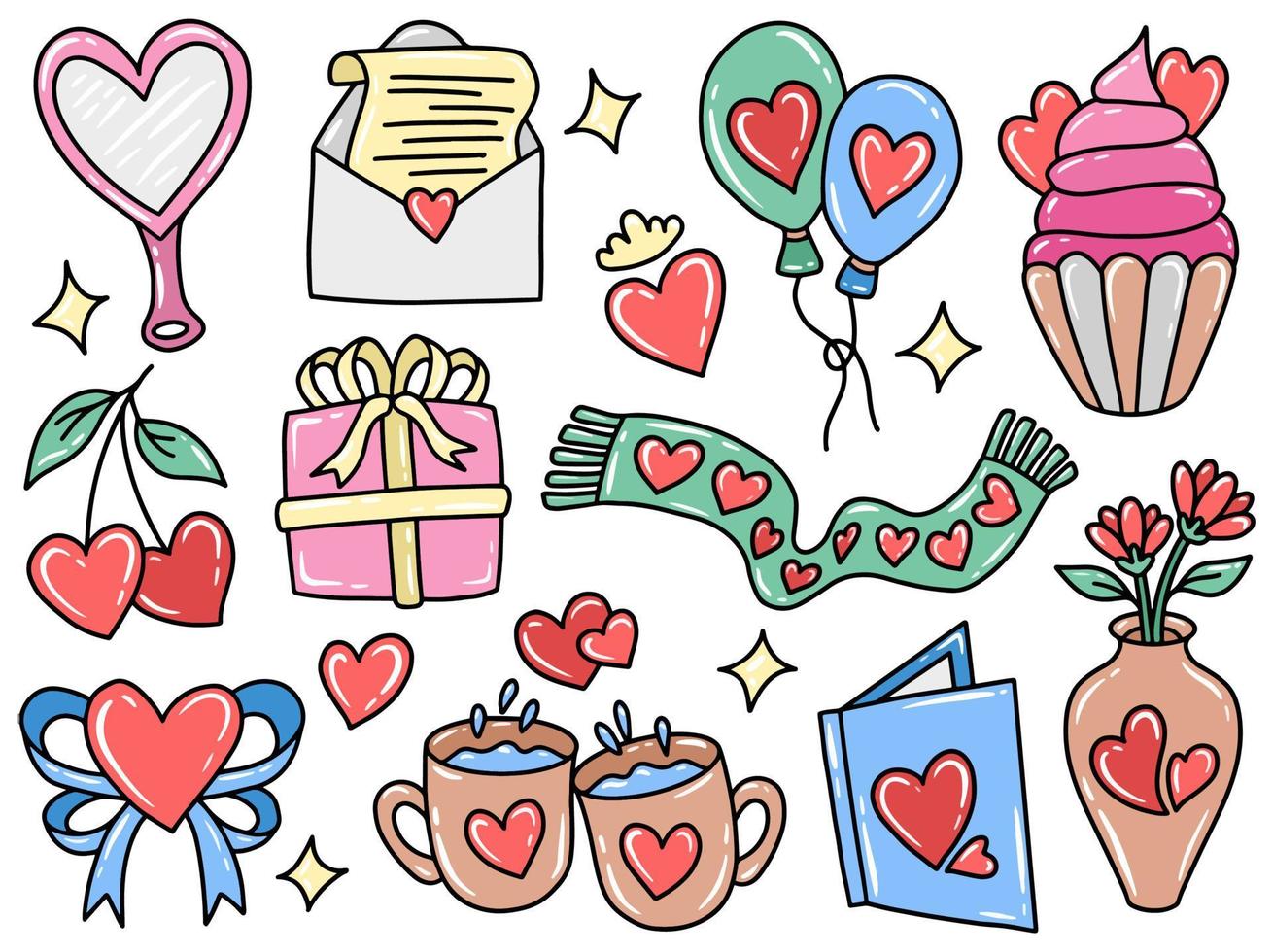 Valentinstag-Symbol-Clip-Art-Sammlung vektor