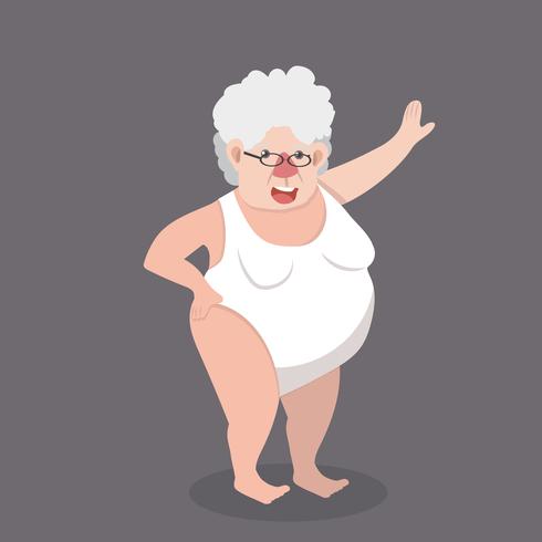 äldre kvinna som bär baddräkt vektor