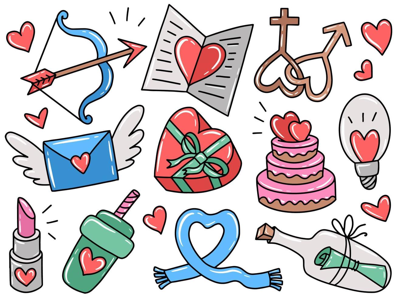 valentinstag element clipart gekritzel vektor