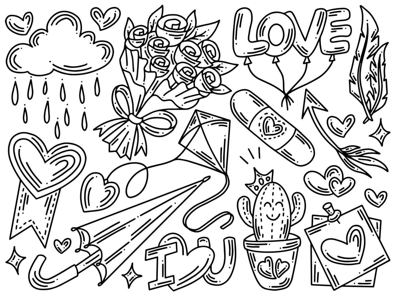 alla hjärtans dag element samling doodle vektor