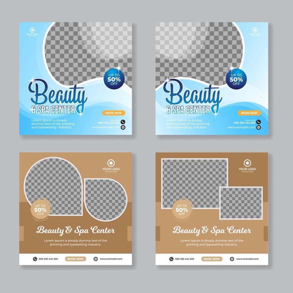beauty spa inläggsdesign för sociala medier vektor