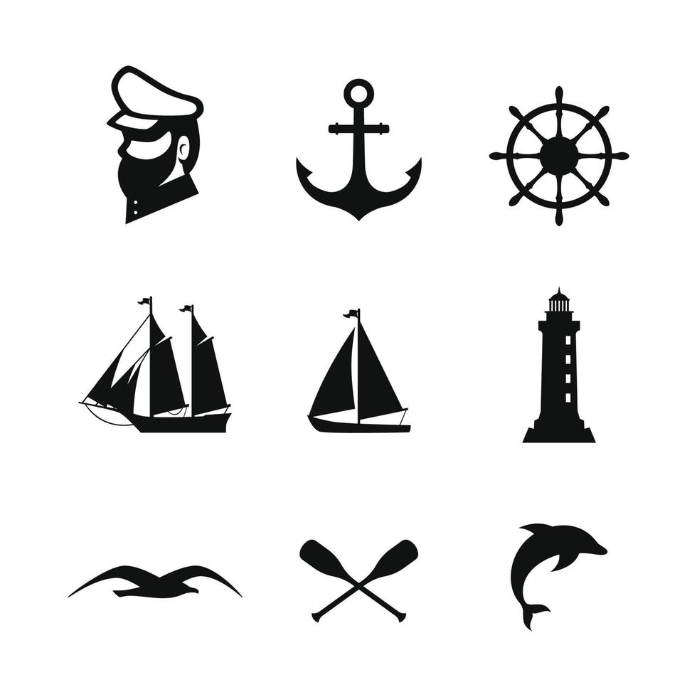 nautisches Silhouettendesign für Logo-Symbol vektor