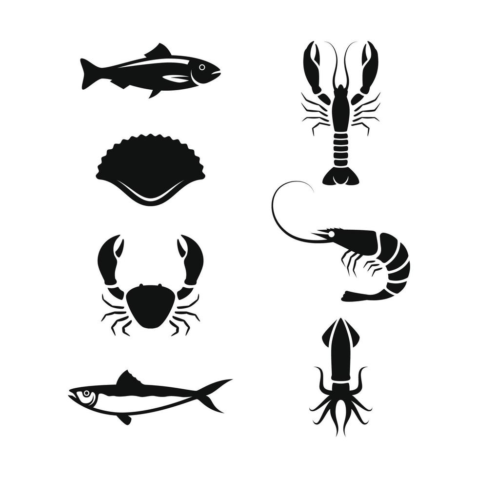 Meeresfrüchte-Silhouette-Vektordesign für Logo-Symbole vektor