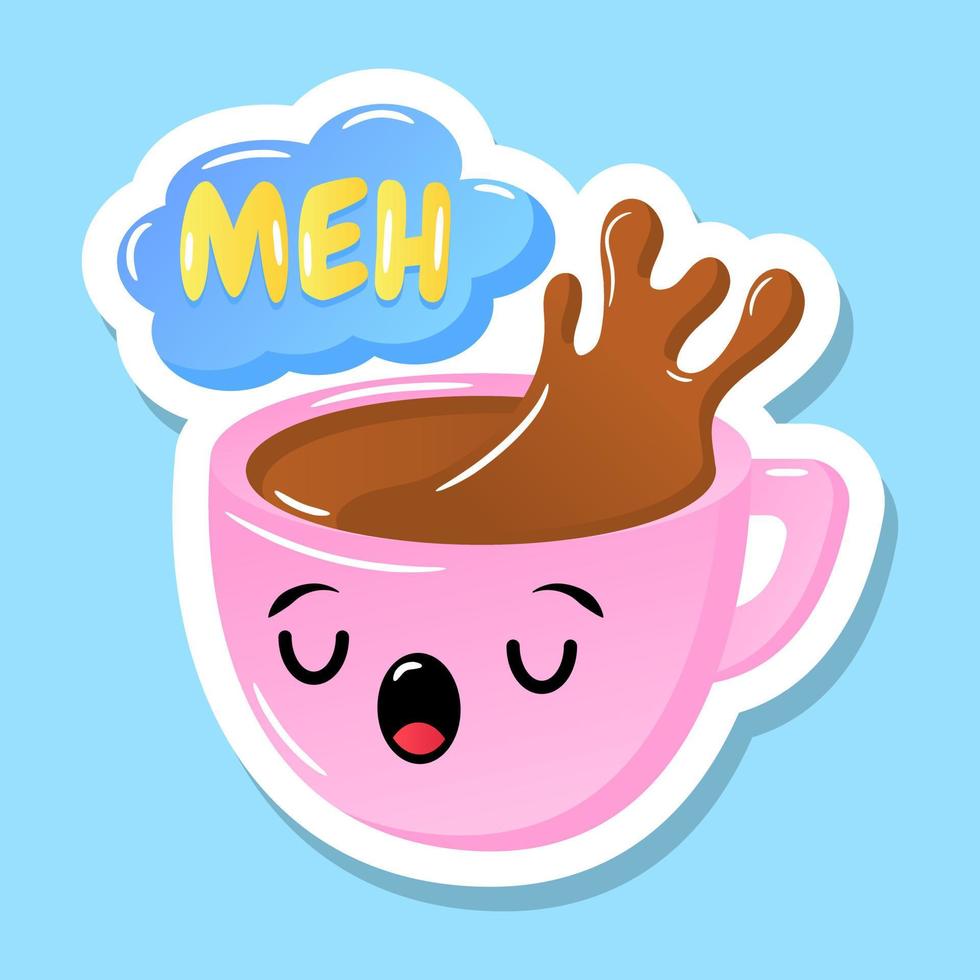 en dryck i ett klistermärke som visar kaffe med emoji vektor