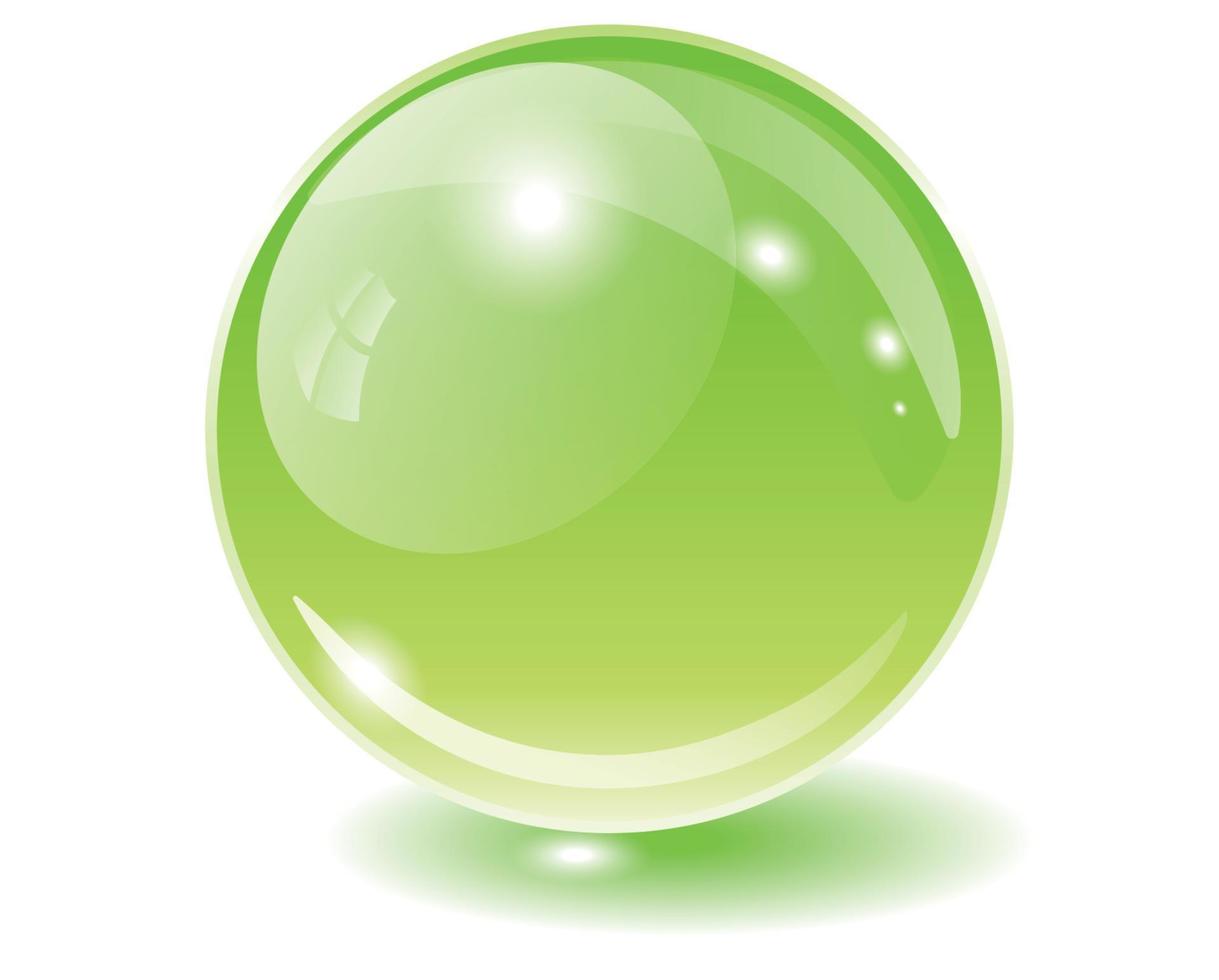 Glaskugel grün, Vektor glänzende Symbolkugel.