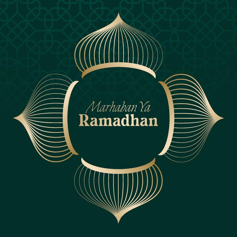 vektor illustration av moskén och ramadan kareem hälsning affisch ram. ramadan hälsningsdokument. moské linje vektor gyllene linje illustration