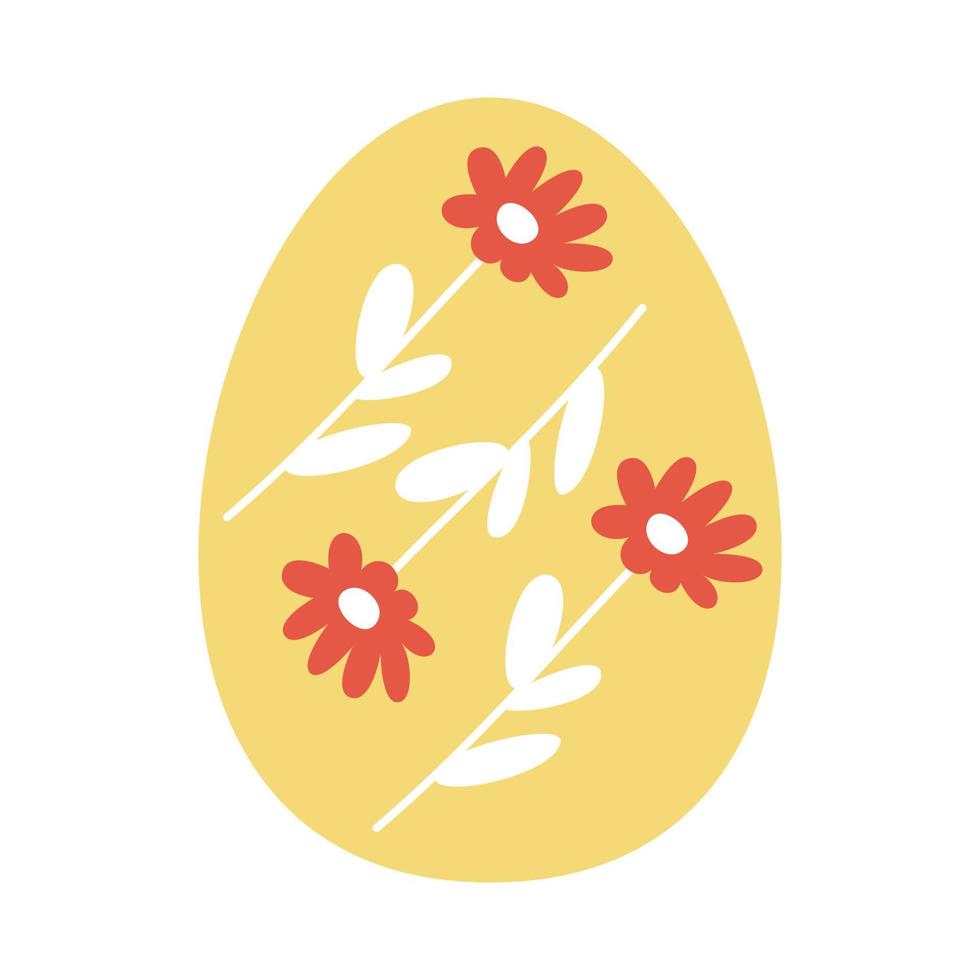 gult påskägg med blommor inuti. vektor illustration isolerade