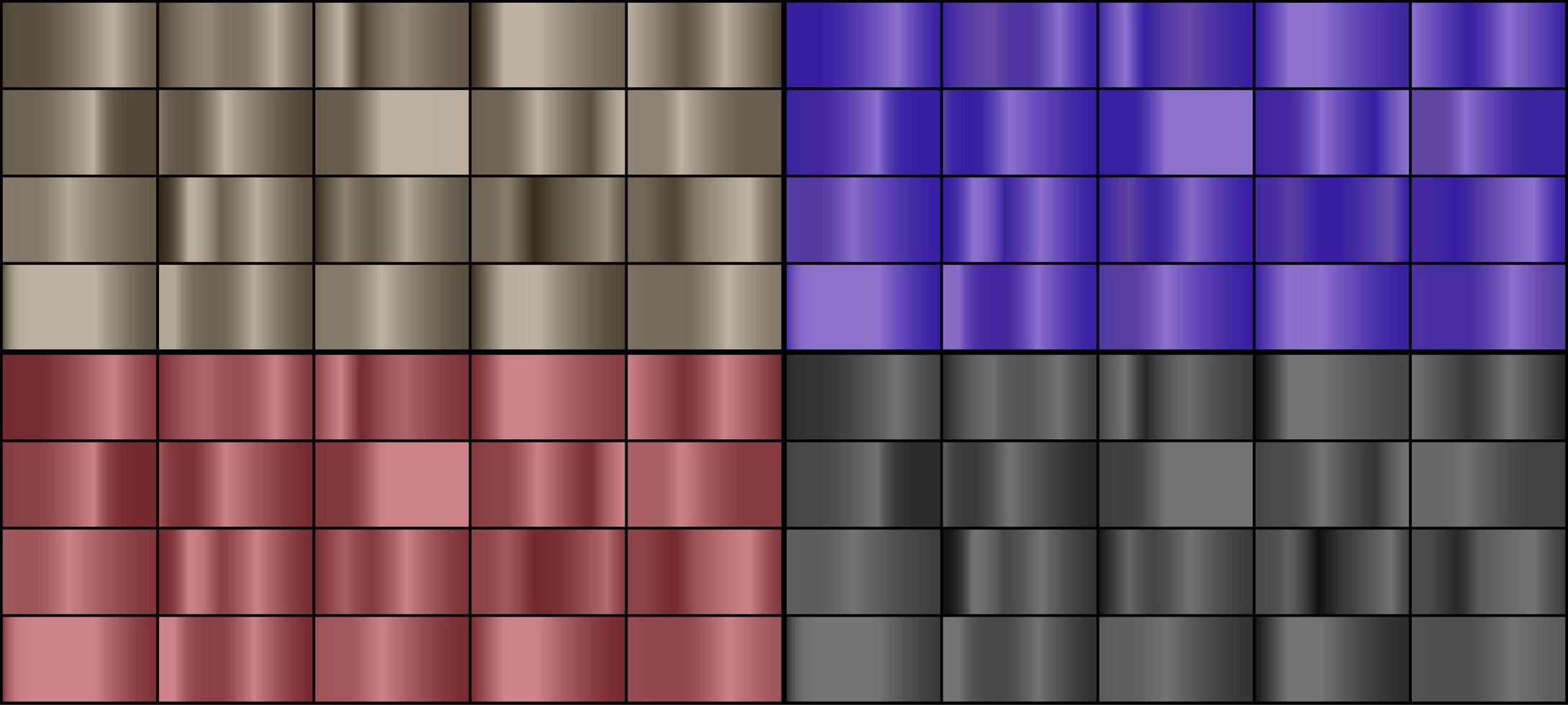 vektor uppsättning färgglada metallgradienter.