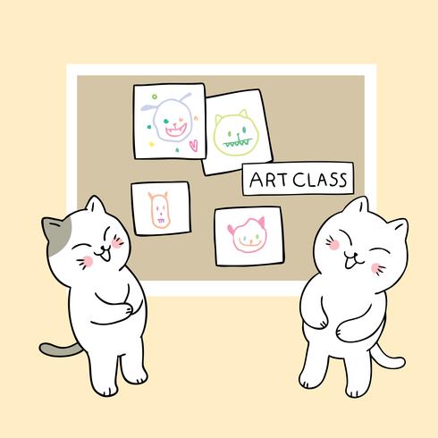 zurück zu den Schulkatzen, die im Kunstunterricht lustig sind vektor