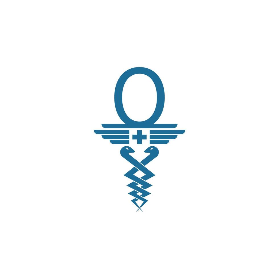 Buchstabe o mit Caduceus-Symbol-Logo-Design-Vektor vektor