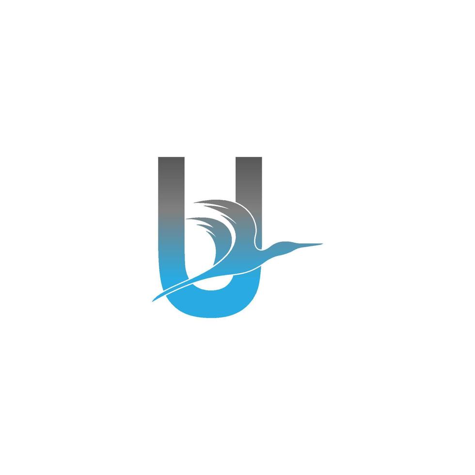Buchstabe u-Logo mit Pelikan-Vogel-Icon-Design vektor