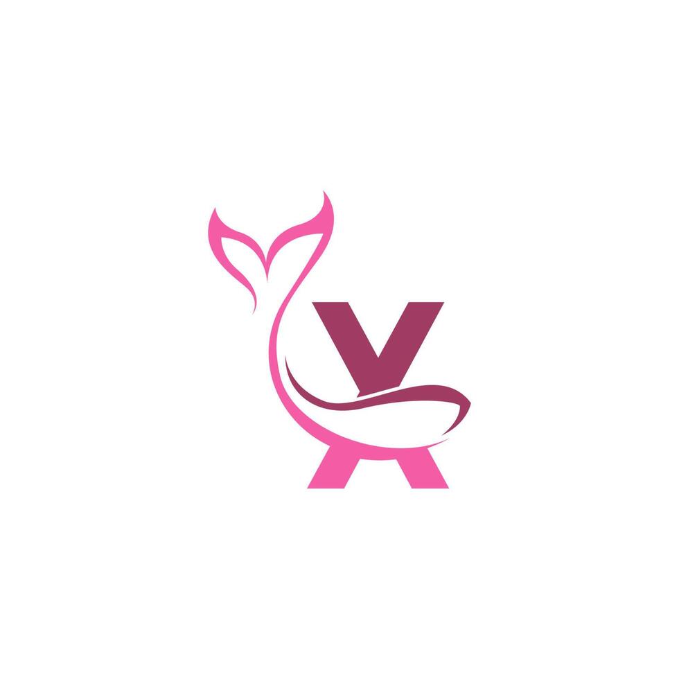 bokstaven x med sjöjungfru svans ikon logotyp formgivningsmall vektor
