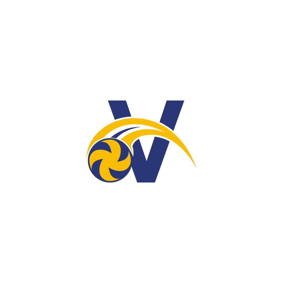 bokstaven v med smashing volleyboll ikon logotyp formgivningsmall vektor