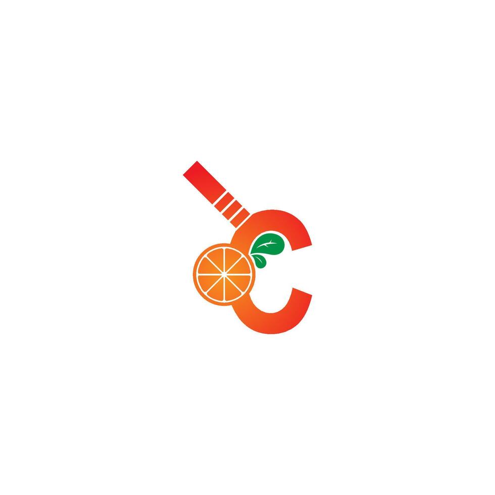 Buchstabe c mit Designvorlage für das Logo des Saftorangensymbols vektor