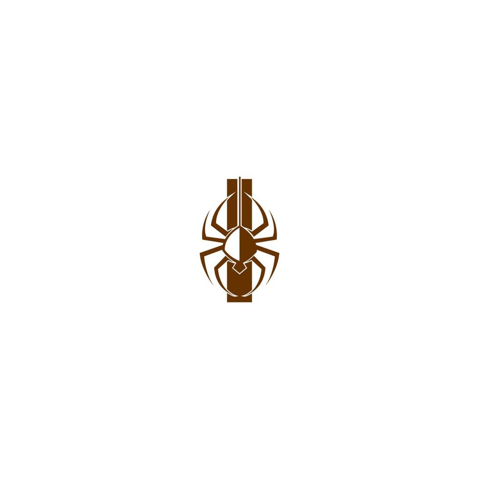 Buchstabe i mit Spinnensymbol-Logo-Design-Vorlage vektor