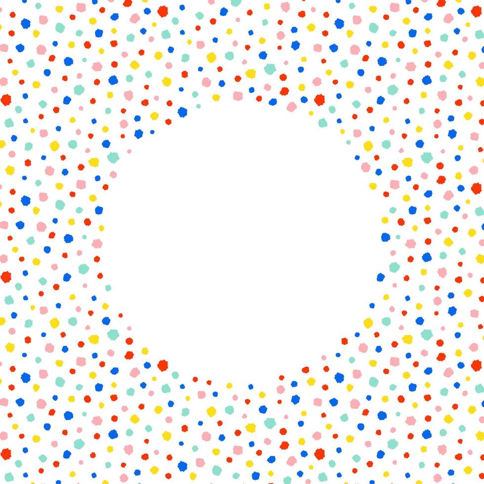 handritad vektorillustration av färgglada prickar med tomt utrymme för text. isolerad på vit bakgrund. rund kantram för bokstäver. en cirkelform. abstrakt bakgrund. vektor