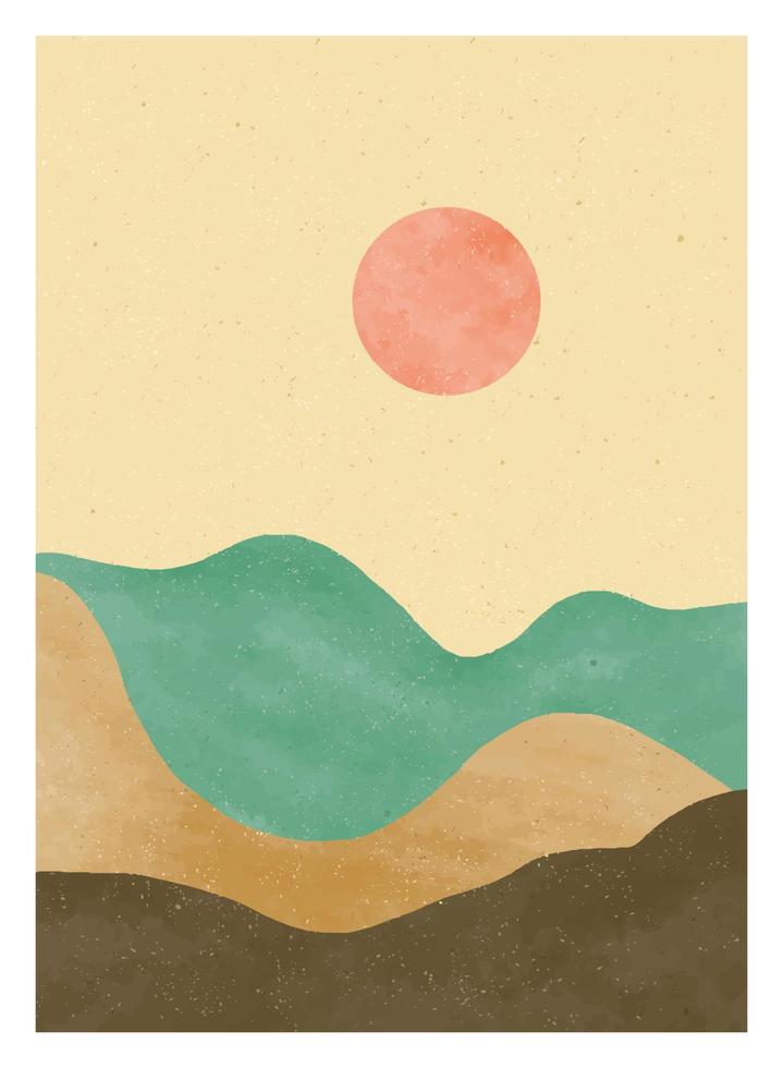 natürlicher abstrakter berg am set. Moderner minimalistischer Kunstdruck der Mitte des Jahrhunderts. abstrakte zeitgenössische ästhetische hintergründe landschaft. Vektorillustrationen vektor