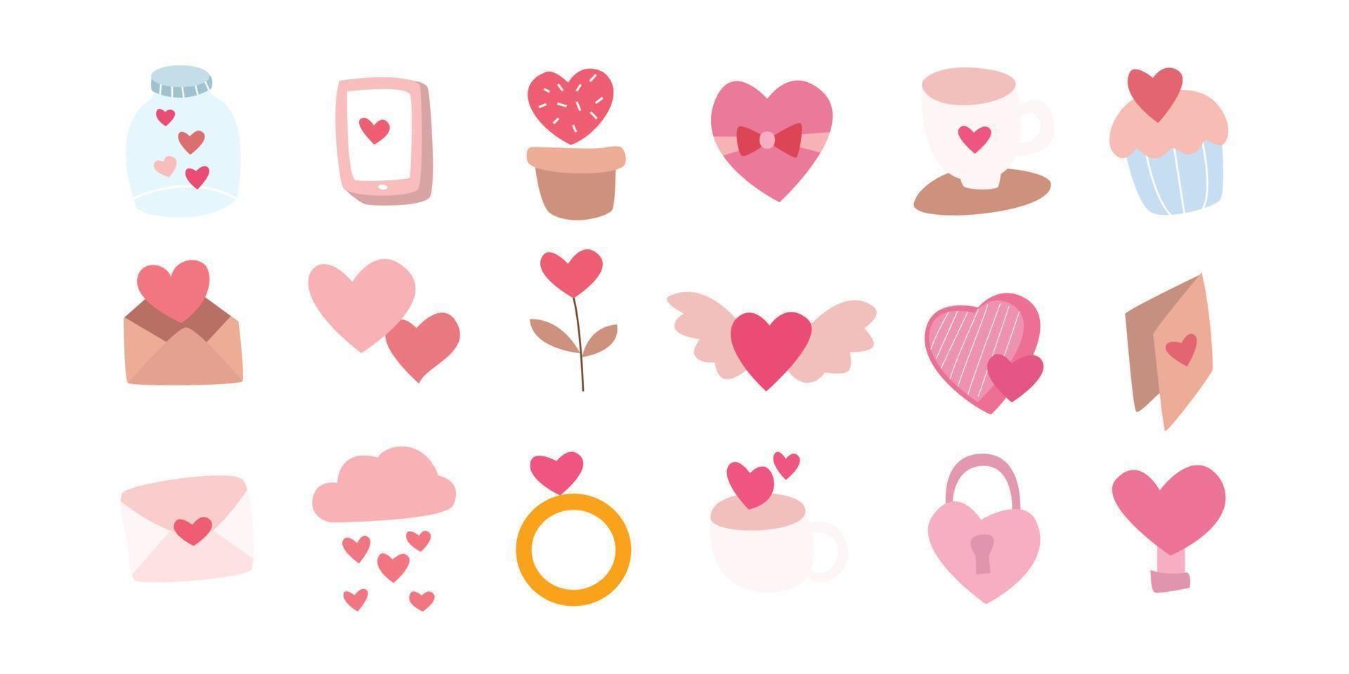 Valentinssymbol mit niedlichem Design. romantische illustrationen handgezeichnet in rosa. vektor