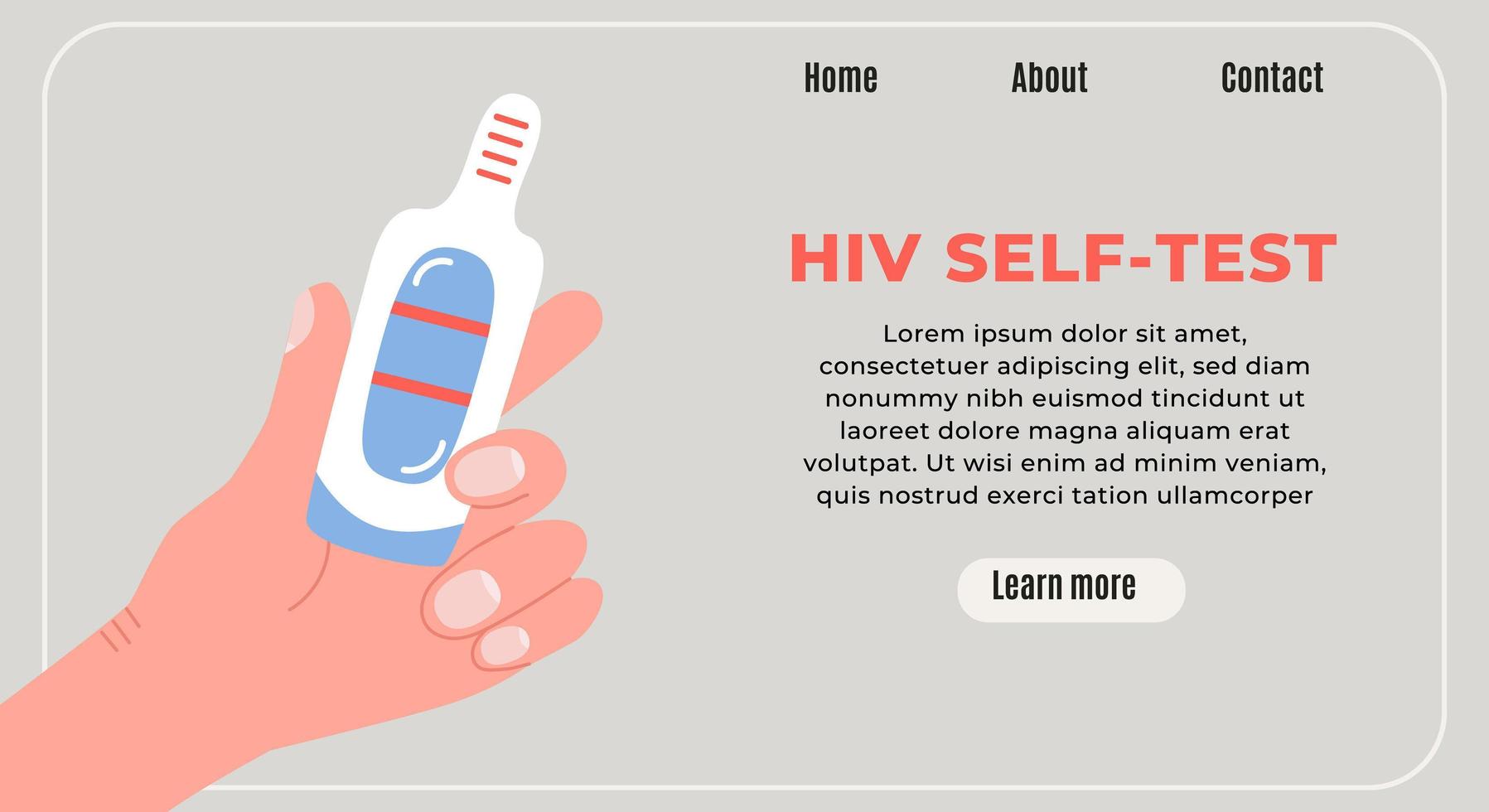 horisontell modern banner för World Aids Day. handhåll hiv självtest. platt vektor isolerad illustration i trendiga färger