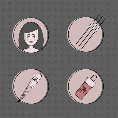 Ausrüstung für Permanent Make-up-Icon-Set vektor