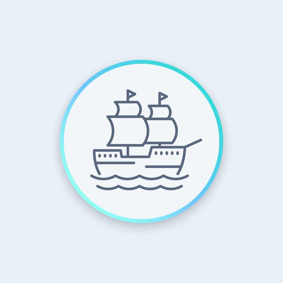 Segelschiff, Schiff, Segelboot Symbol Leitung vektor