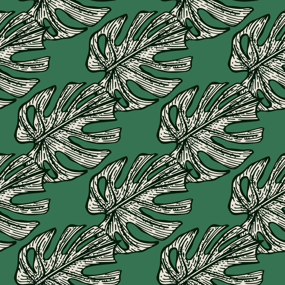 gravyr blad monstera seamless mönster. vintage lämnar bakgrund. vektor