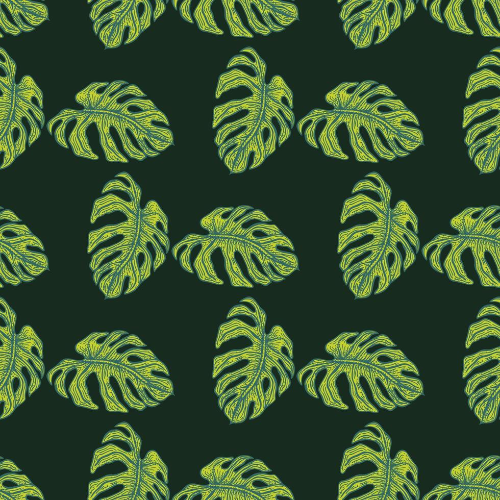 monstera leaf seamless pattern.vintage tropisk gren i gravyr stil. vektor