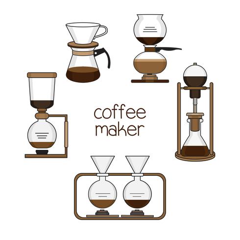 Uppsättning av kaffebryggare vektor