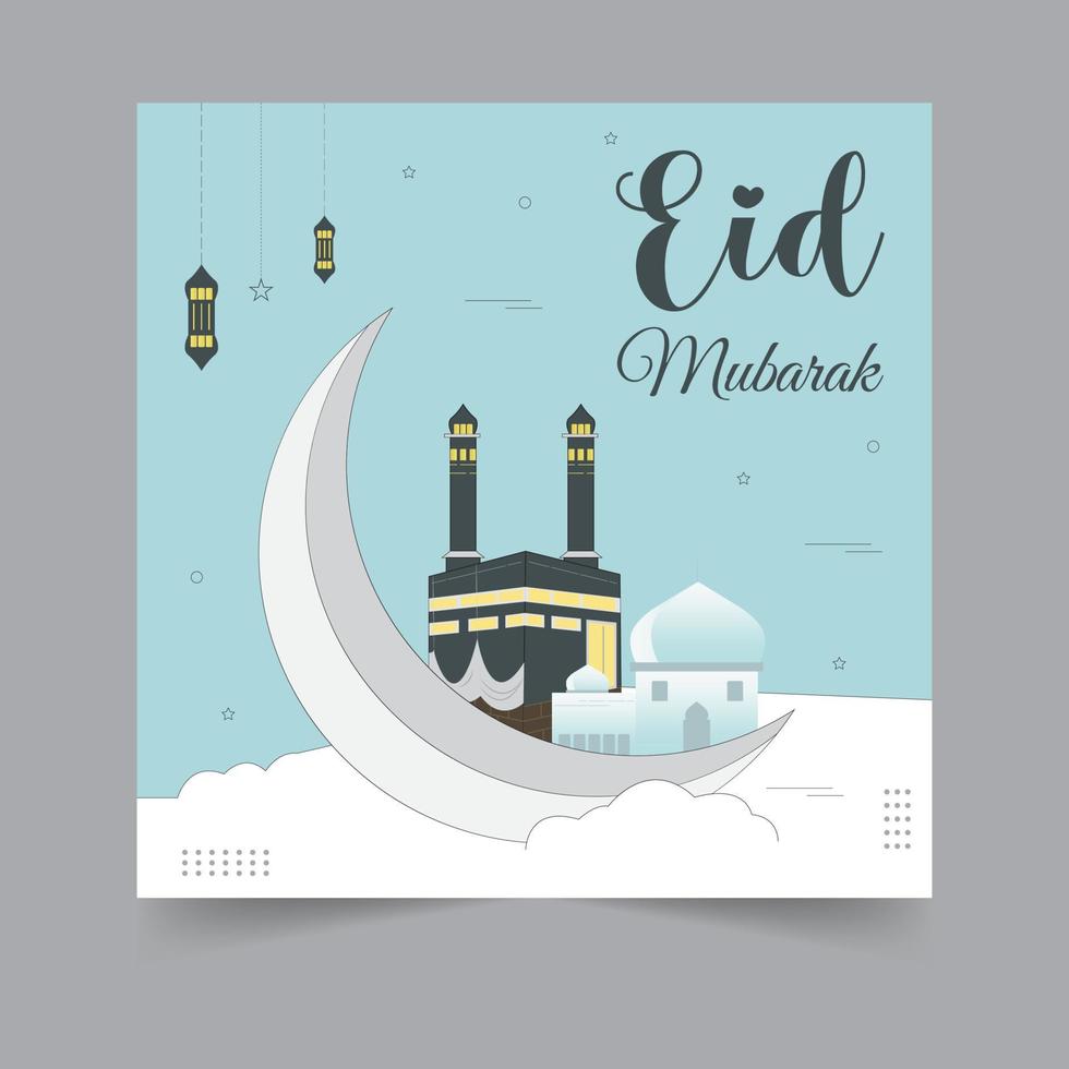 eid mubarak social media post, eid ul fitr mubarak oder eid ul adha design, heiliger tag islamischer social media post oder ramadan kareem banner, geometrische form design hintergrund platz für text vektor