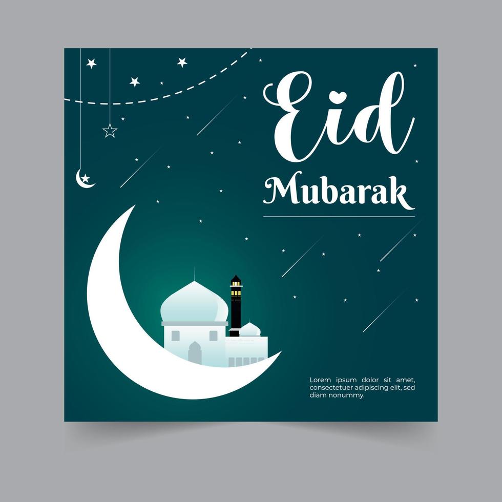 eid mubarak social media post, eid ul fitr mubarak oder eid ul adha design, heiliger tag islamischer social media post oder ramadan kareem banner, geometrische form design hintergrund platz für text vektor