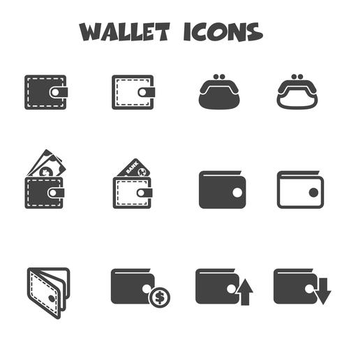 plånbok ikoner symbol vektor