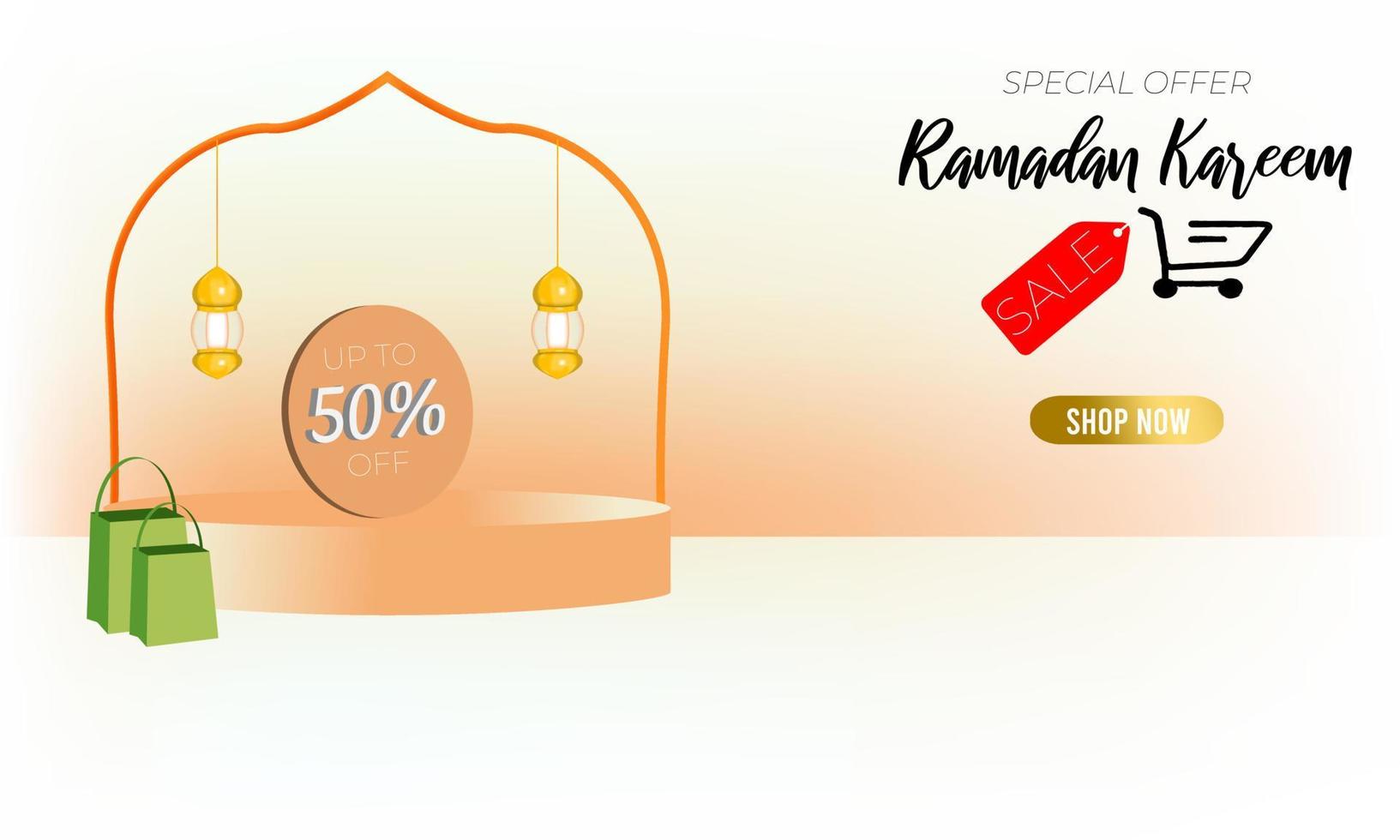 ramadan kareem verkauf mit 3d-podestelementen für online-shop vektor