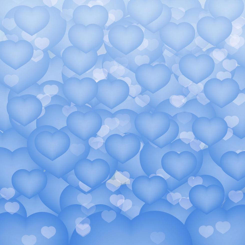 ljusblå 3d bakgrund med hjärtan i moln himmel. alla hjärtans dag gratulationskort bachdrop. romantisk vektorillustration. lätt att redigera designmall. vektor