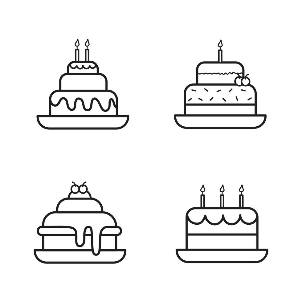 Kuchen-Vektor-Icons gesetzt. Illustration isoliert auf weißem Hintergrund für Grafik- und Webdesign. vektor