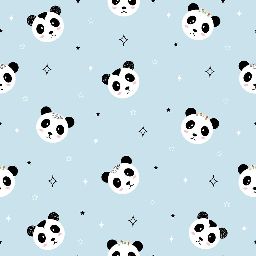 nahtloses Muster. niedliche panda-tierhintergründe für hintergrund- oder geschenkverpackung, kinderbekleidung, textilien. vektor