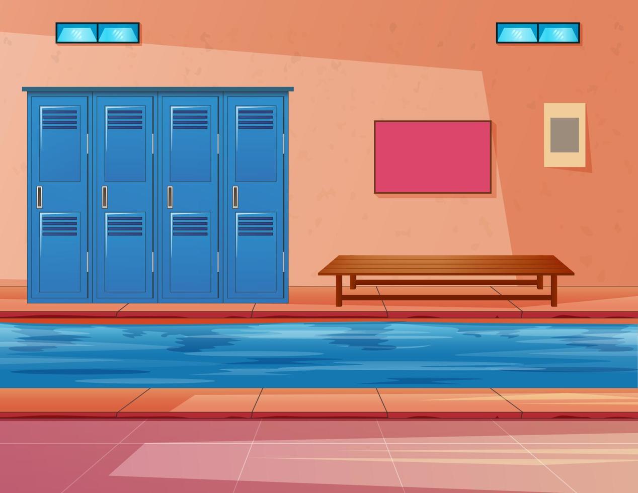 öffentliches Schwimmbad im Inneren mit blauem Wasser vektor