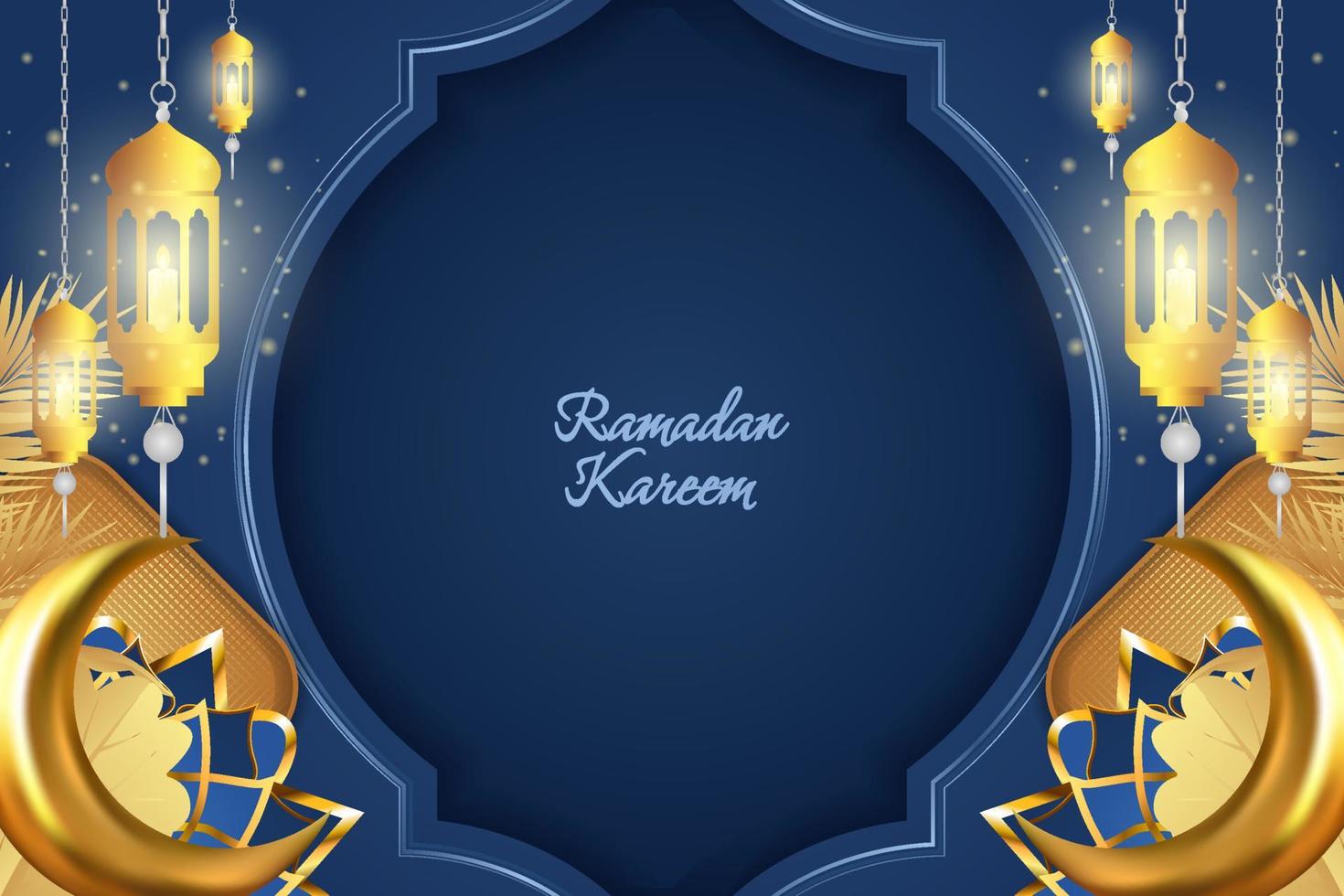 ramadan kareem islamisk bakgrund blå och guld lyx med mandala vektor
